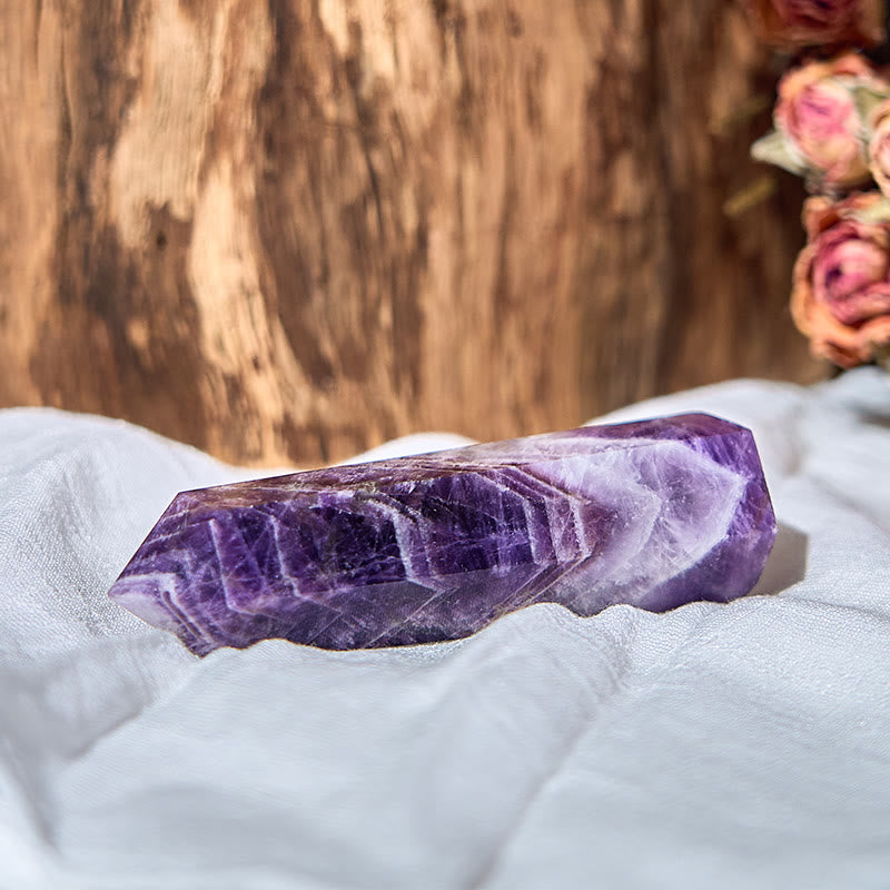 Tour de baguettes de cristal de guérison à prisme d'améthyste à 6 facettes Olivenorma