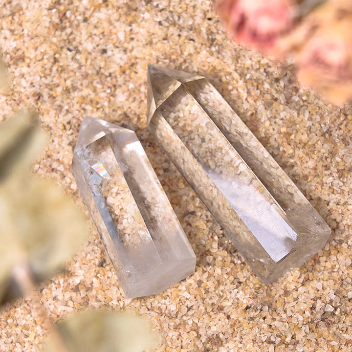 Baguettes de cristal de guérison à 6 facettes en cristal transparent Olivenorma Gem