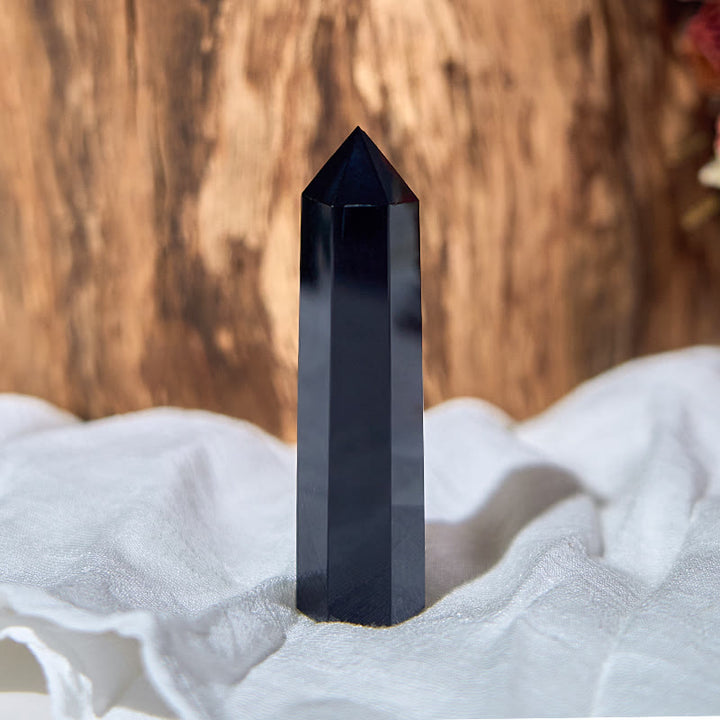 Baguettes de cristal de tour d'obélisque de guérison en obsidienne noire authentique Olivenorma