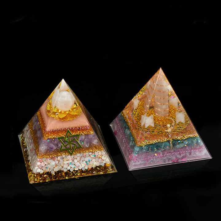 Pyramide orgonite de guérison énergétique en pierre naturelle Olivenorma de 12 cm