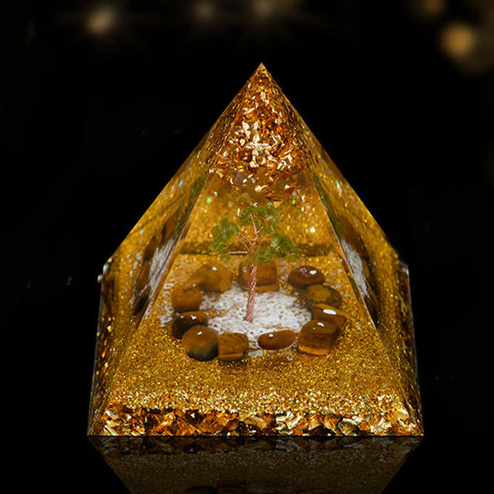 Pyramide orgonite de guérison énergétique en pierre naturelle Olivenorma de 12 cm