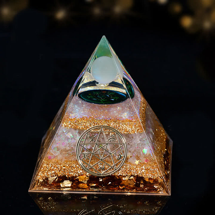 Pyramide orgone des cinq éléments en pierre naturelle Olivenorma