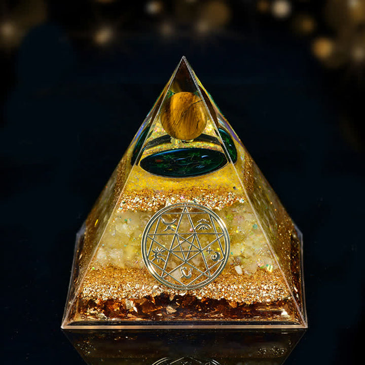 Pyramide orgone des cinq éléments en pierre naturelle Olivenorma