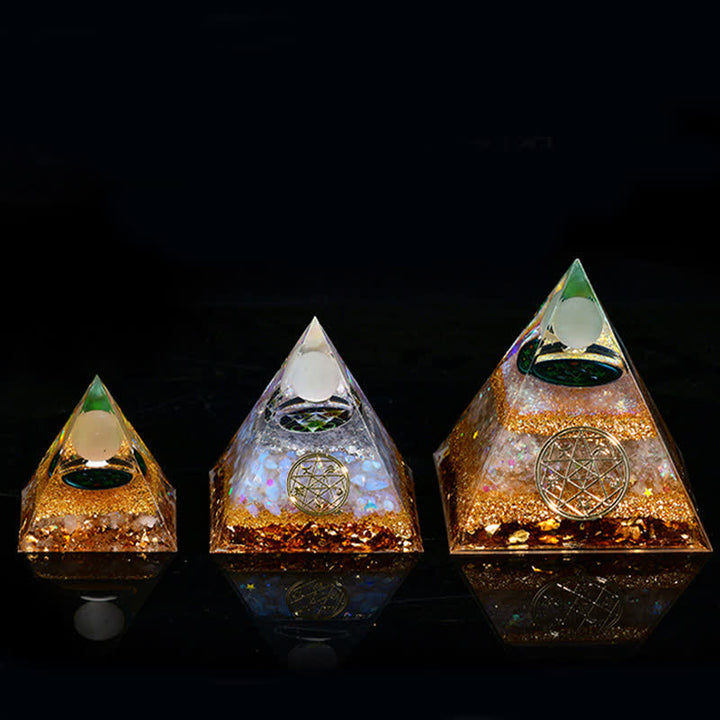 Pyramide orgone des cinq éléments en pierre naturelle Olivenorma