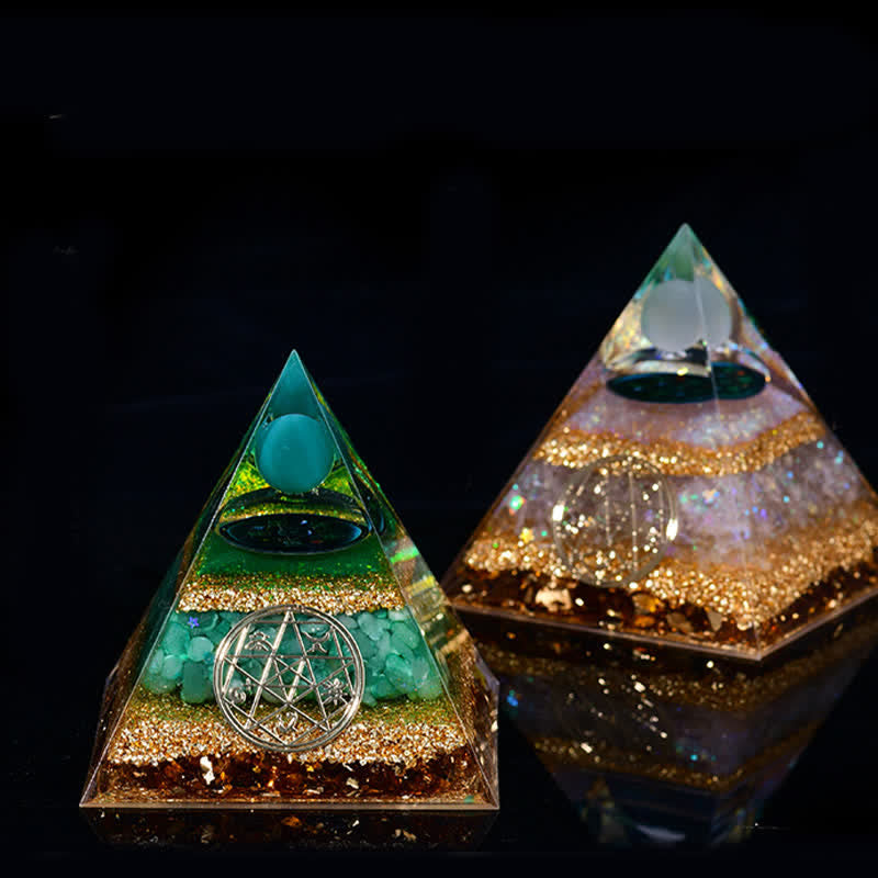Pyramide orgone des cinq éléments en pierre naturelle Olivenorma