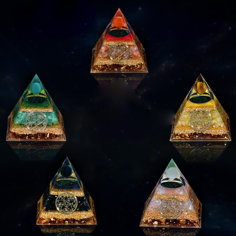 Pyramide orgone des cinq éléments en pierre naturelle Olivenorma