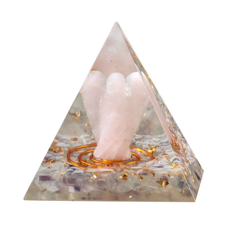 Pyramide orgonite sculptée en cristal naturel Olivenorma de 5 cm