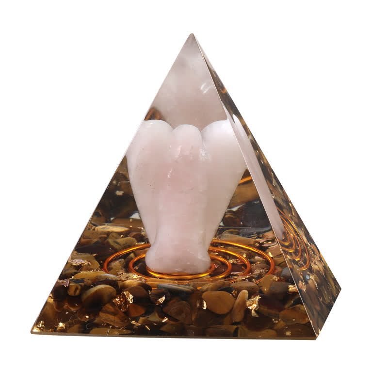 Pyramide orgonite sculptée en cristal naturel Olivenorma de 5 cm