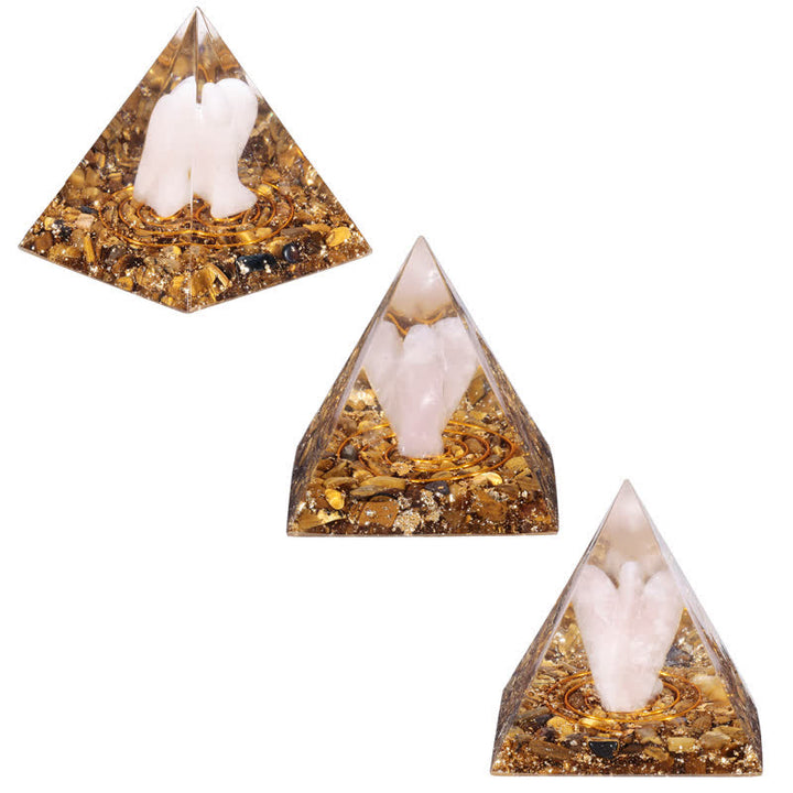 Pyramide orgonite sculptée en cristal naturel Olivenorma de 5 cm
