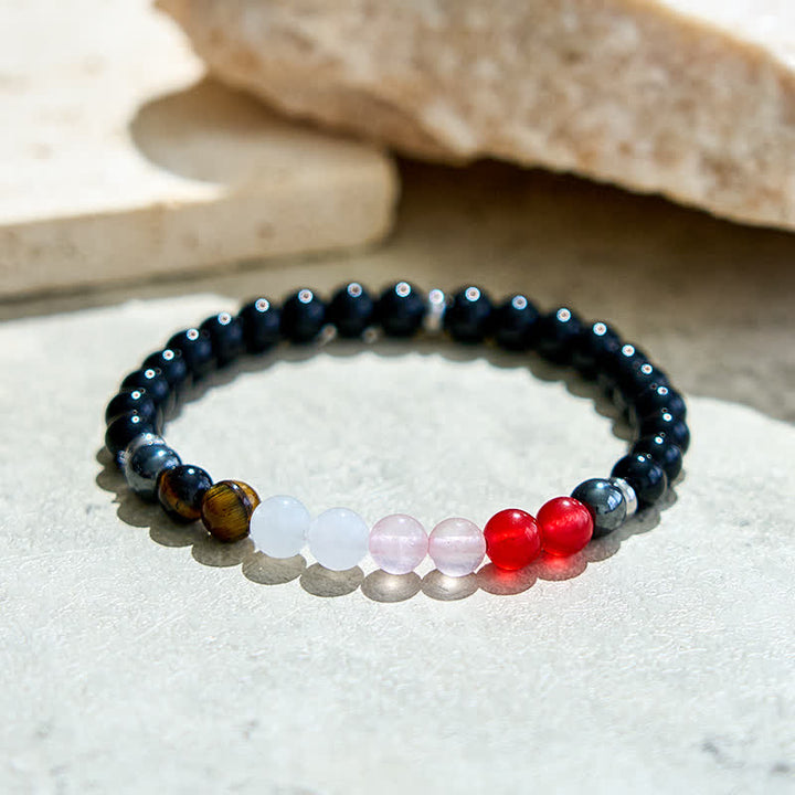 Bracelet en perles d'onyx noir en cristal naturel Olivenorma