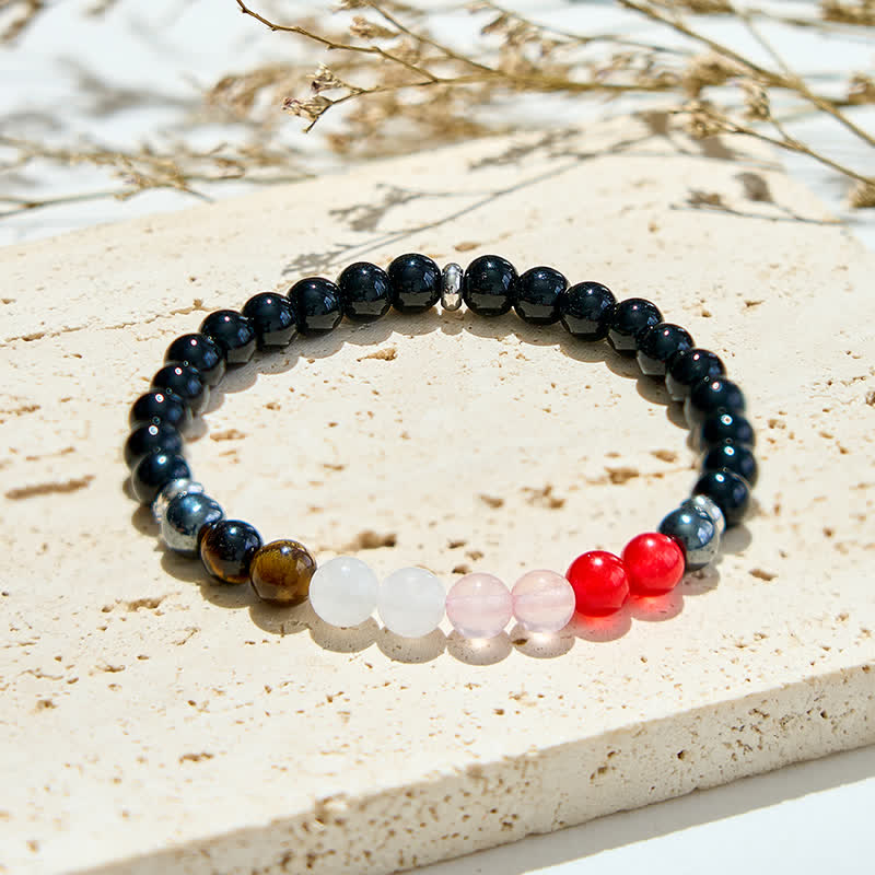 Bracelet en perles d'onyx noir en cristal naturel Olivenorma