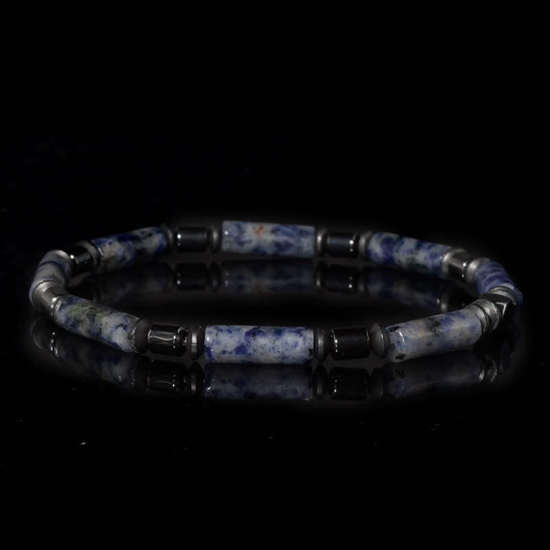 Bracelet en perles de jaspe bleu en hématite naturelle Olivenorma