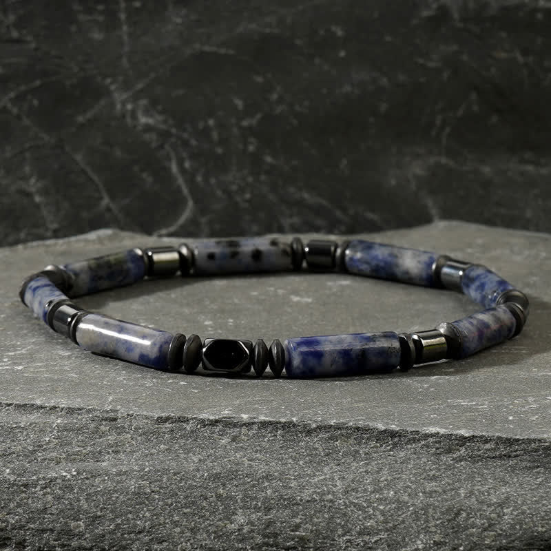 Bracelet en perles de jaspe bleu en hématite naturelle Olivenorma