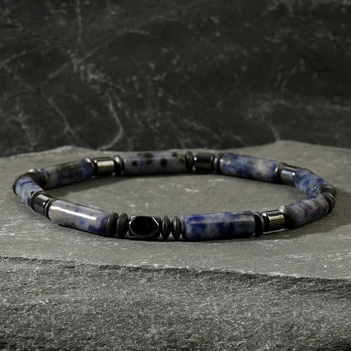 Bracelet en perles de jaspe bleu en hématite naturelle Olivenorma