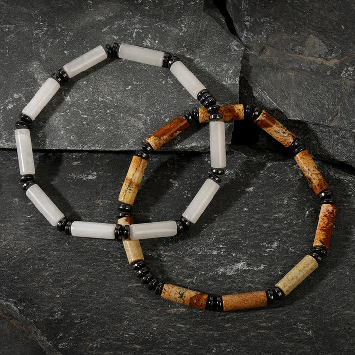 Bracelet Olivenorma en perles de jaspe à longue bande transparente