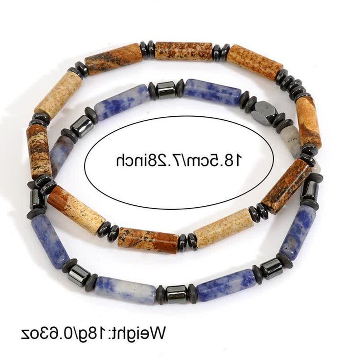 Ensemble de bracelets en jaspe à bandes et jaspe à points bleus Olivenorma