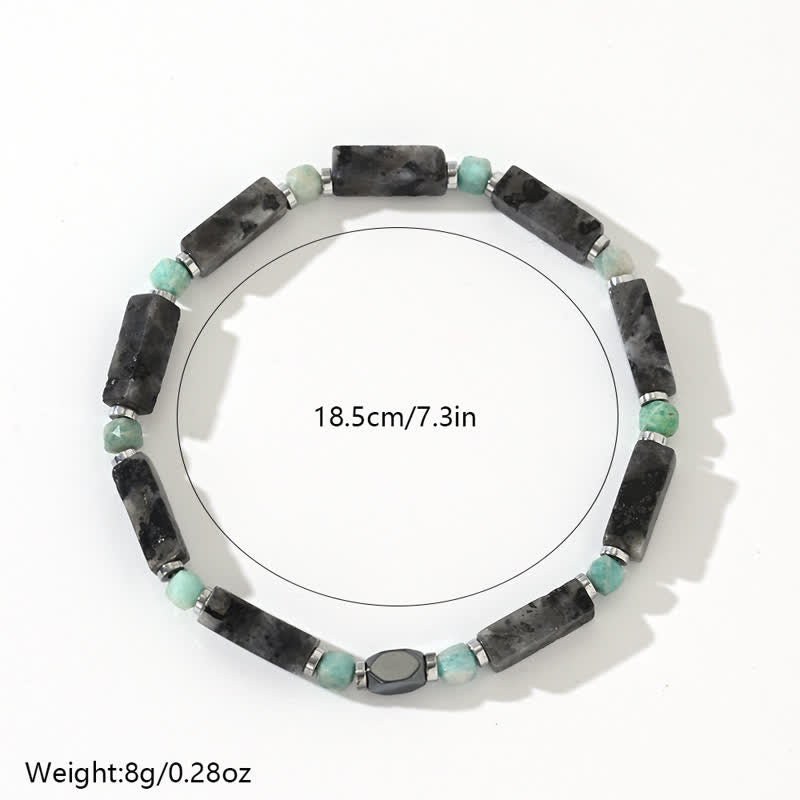 Bracelet Olivenorma en perles longues de labradorite et d'amazonite