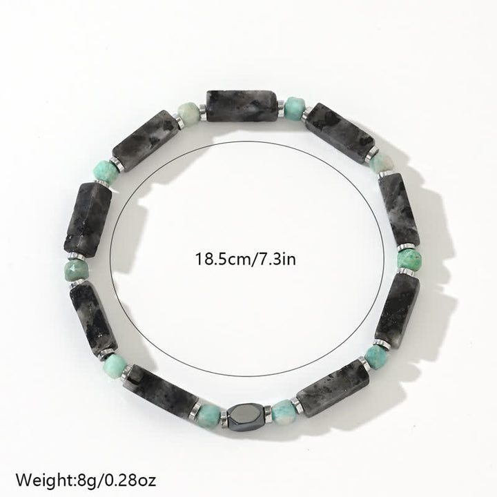 Bracelet Olivenorma en perles longues de labradorite et d'amazonite