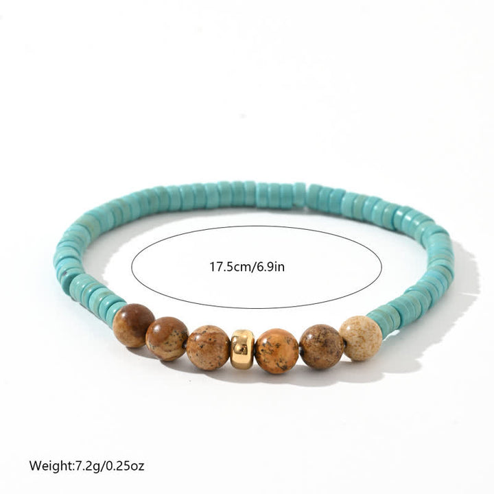 Bracelet 2 pièces en perles de jaspe amazonite naturel Olivenorma