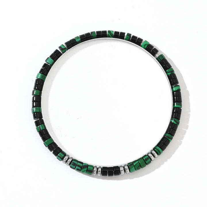 Bracelet en perles d'onyx noir, d'hématite et de malachite naturelle Olivenorma