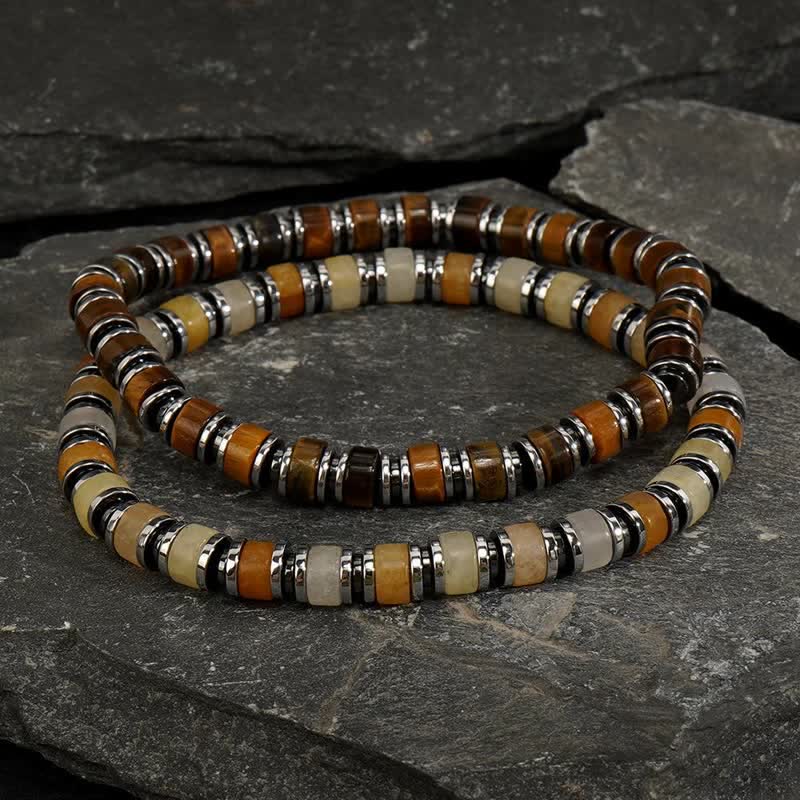 Ensemble de bracelets en perles de pierre de soleil en hématite et œil de tigre Olivenorma