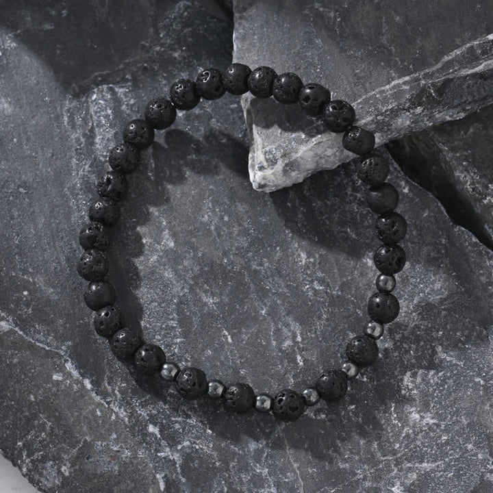 Ensemble de bracelets en perles de croix en pierre de lave noire et blanche Olivenorma