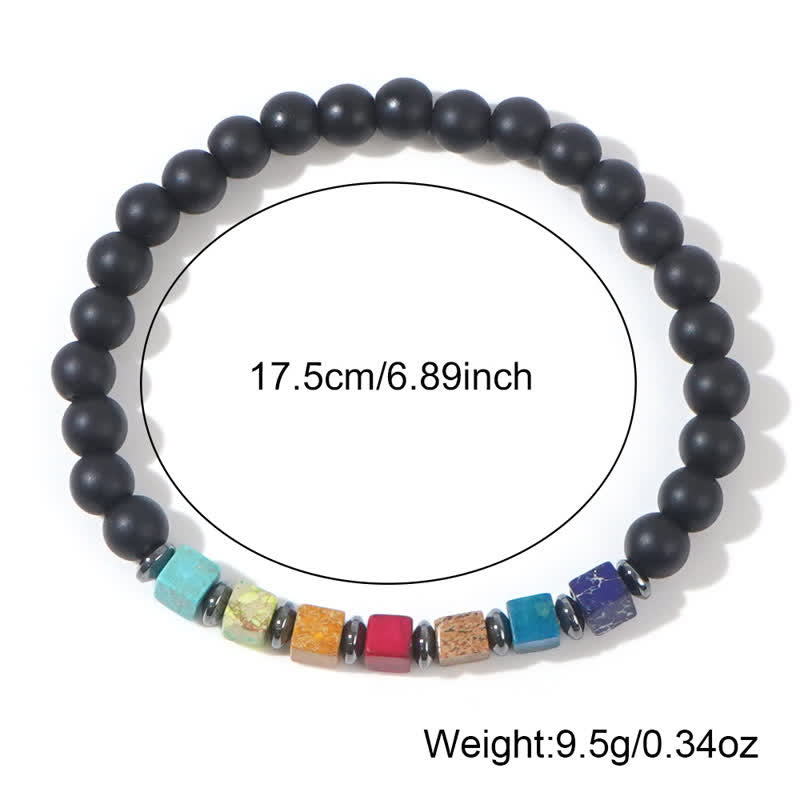 Bracelet Olivenorma en perles d'onyx noir petit carré Chakra