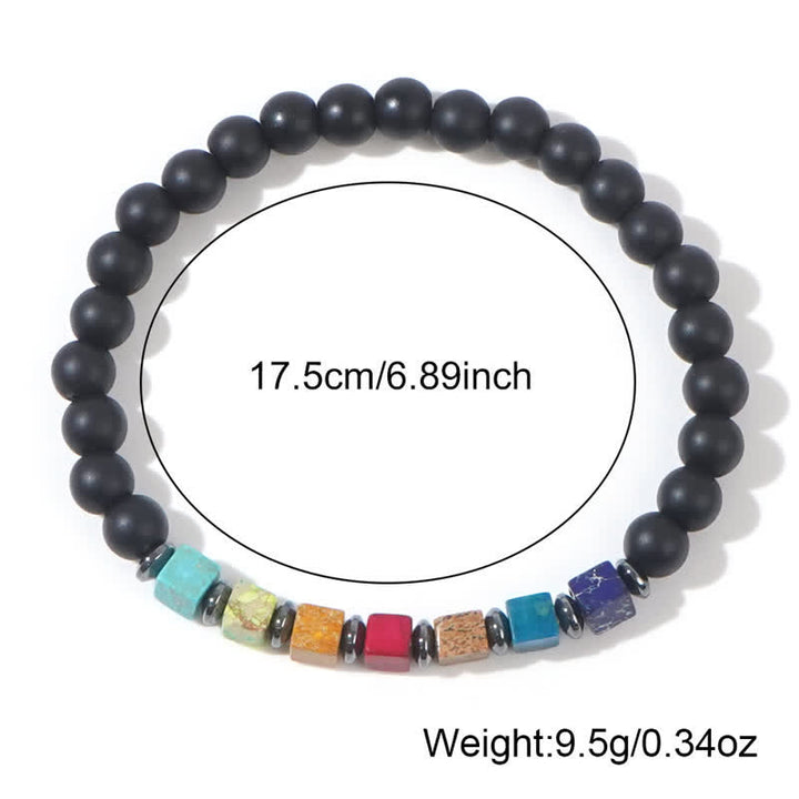 Bracelet Olivenorma en perles d'onyx noir petit carré Chakra