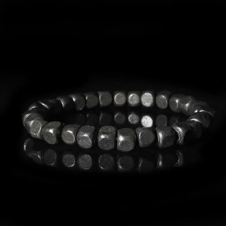 Bracelet homme en perles cubiques en bois noir Olivenorma