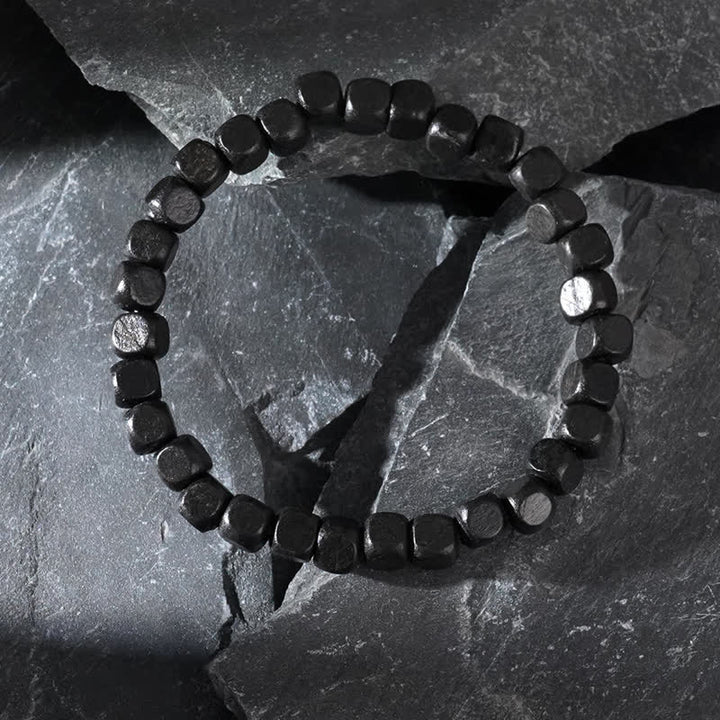 Bracelet homme en perles cubiques en bois noir Olivenorma