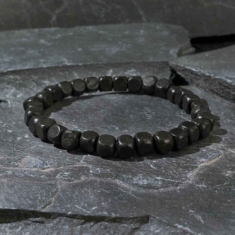 Bracelet homme en perles cubiques en bois noir Olivenorma
