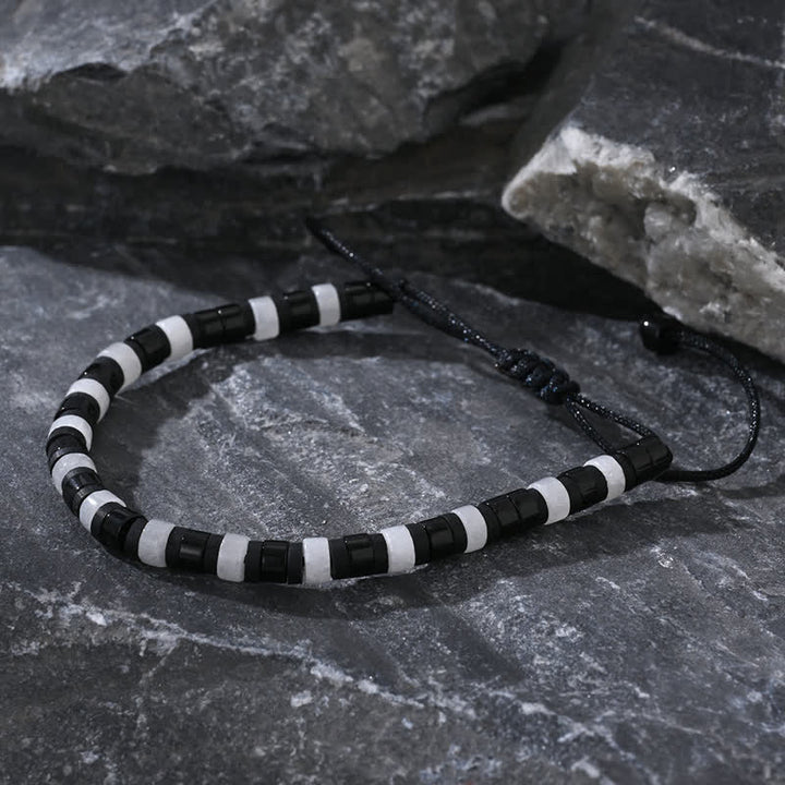 Bracelet en perles d'obsidienne en cristal transparent en forme de rouleau Olivenorma