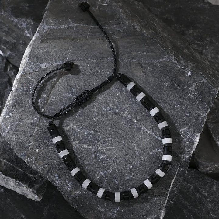 Bracelet en perles d'obsidienne en cristal transparent en forme de rouleau Olivenorma