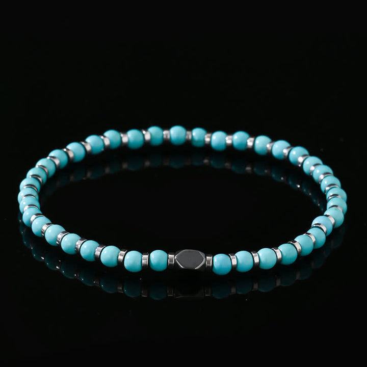 Bracelet en perles turquoise et hématite naturelles Olivenorma