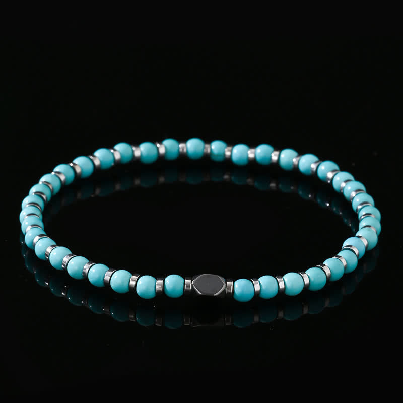 Bracelet en perles turquoise et hématite naturelles Olivenorma