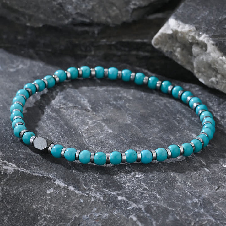 Bracelet en perles turquoise et hématite naturelles Olivenorma