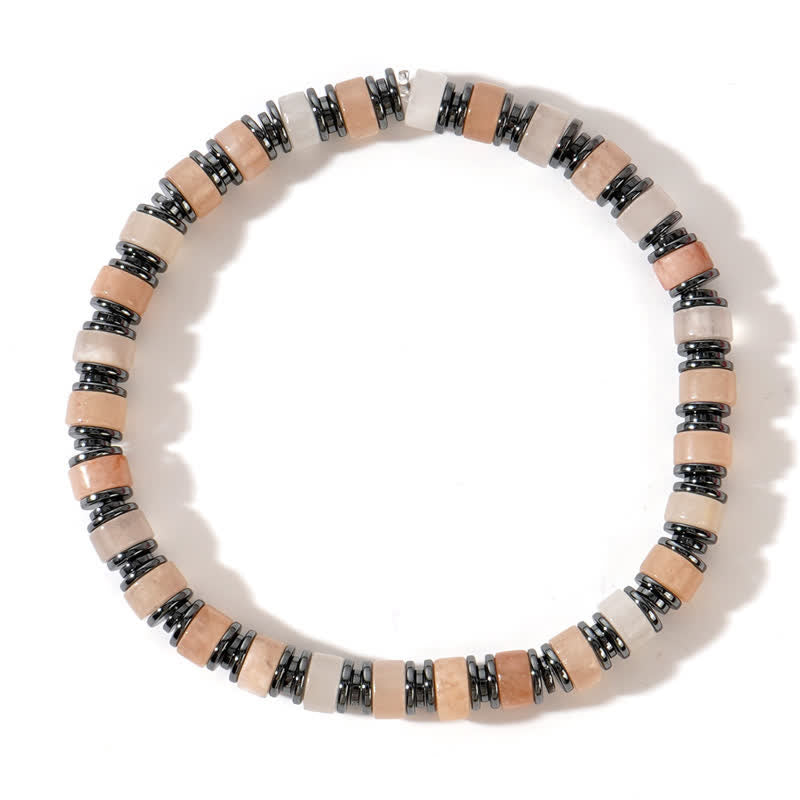 Bracelet Olivenorma en perles de rhodochrosite et pierre de soleil œil de tigre