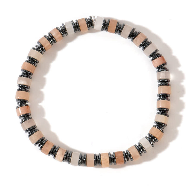 Bracelet Olivenorma en perles de rhodochrosite et pierre de soleil œil de tigre