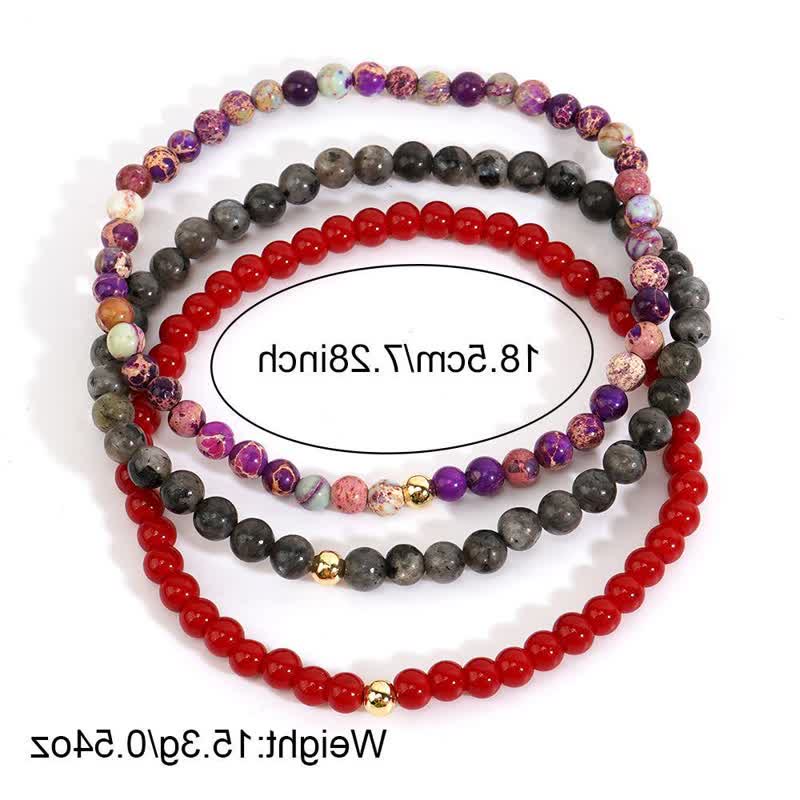 Lot de 3 bracelets en quartz rubis et labradorite Olivenorma