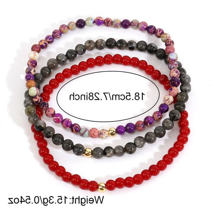 Lot de 3 bracelets en quartz rubis et labradorite Olivenorma