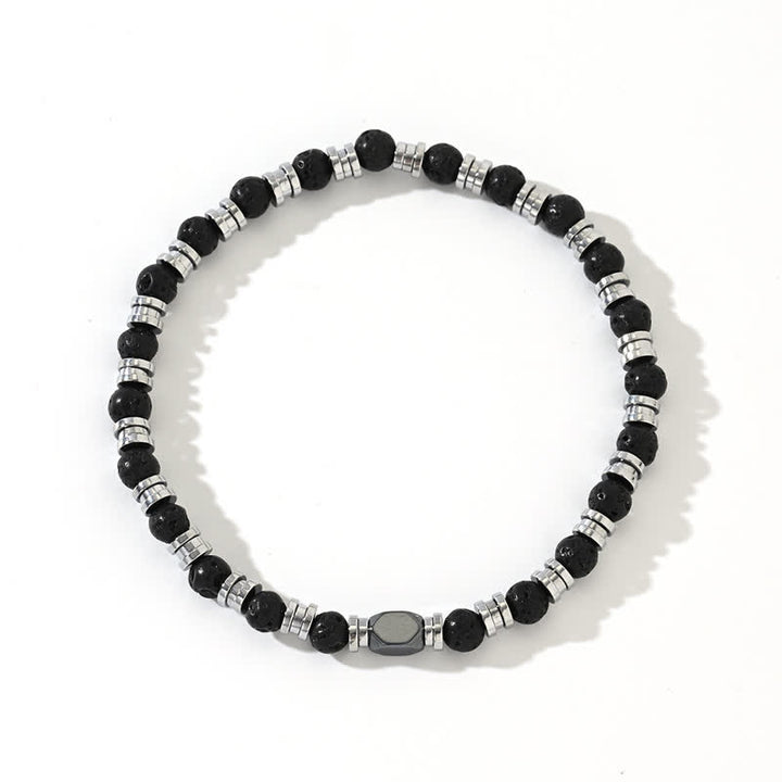 Bracelet en perles d'hématite en pierre de lave naturelle Olivenorma
