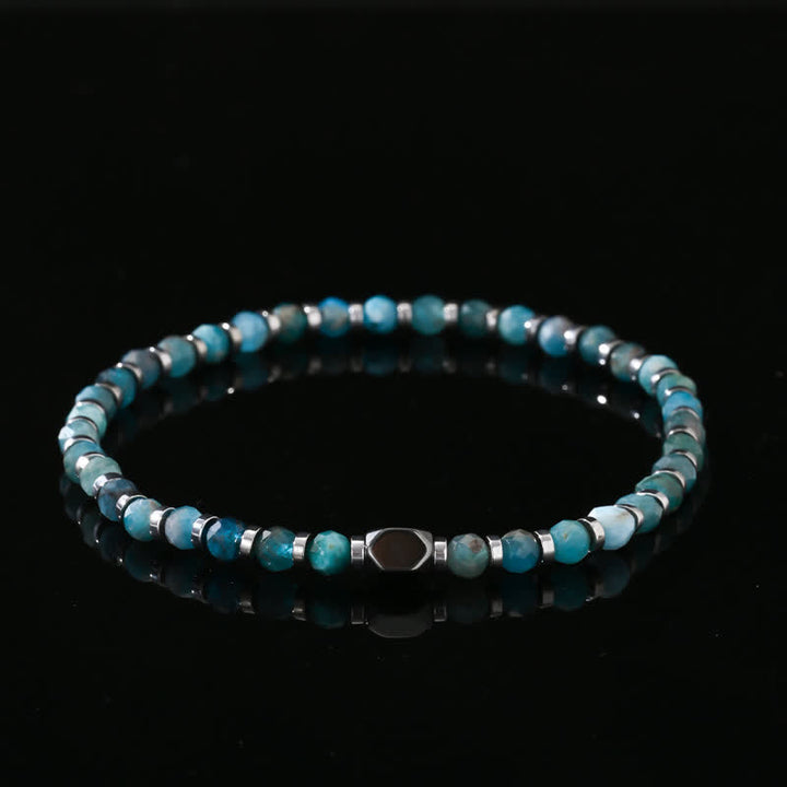 Bracelet en perles d'hématite bleue et d'apatite naturelle Olivenorma