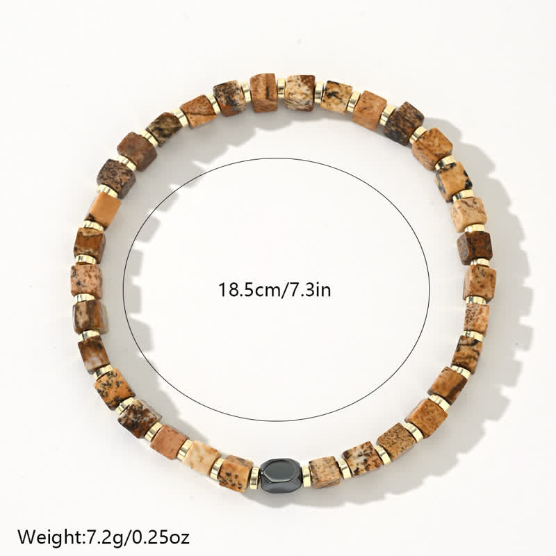 Bracelet en perles de jaspe naturel et hématite Olivenorma