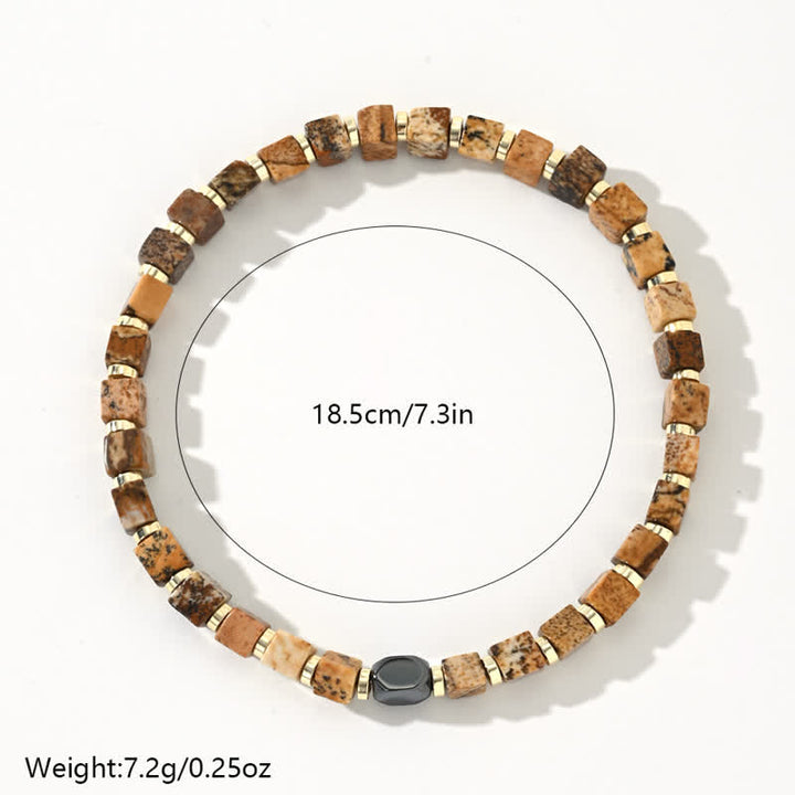 Bracelet en perles de jaspe naturel et hématite Olivenorma