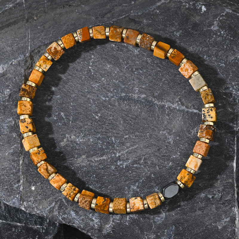 Bracelet en perles de jaspe naturel et hématite Olivenorma