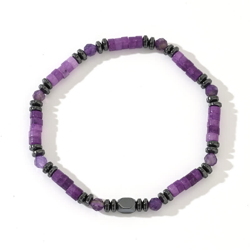 Bracelet en perles d'améthyste et d'hématite naturelles Olivenorma