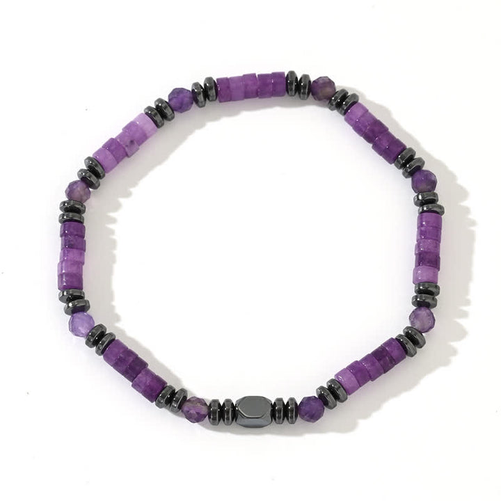 Bracelet en perles d'améthyste et d'hématite naturelles Olivenorma