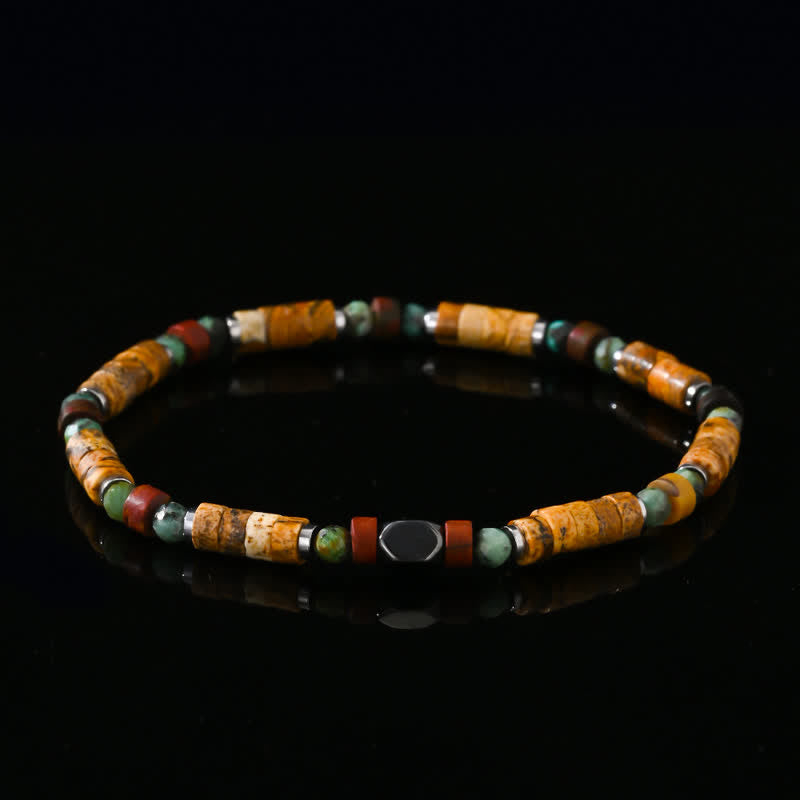 Bracelet en perles de jaspe turquoise africaine Olivenorma