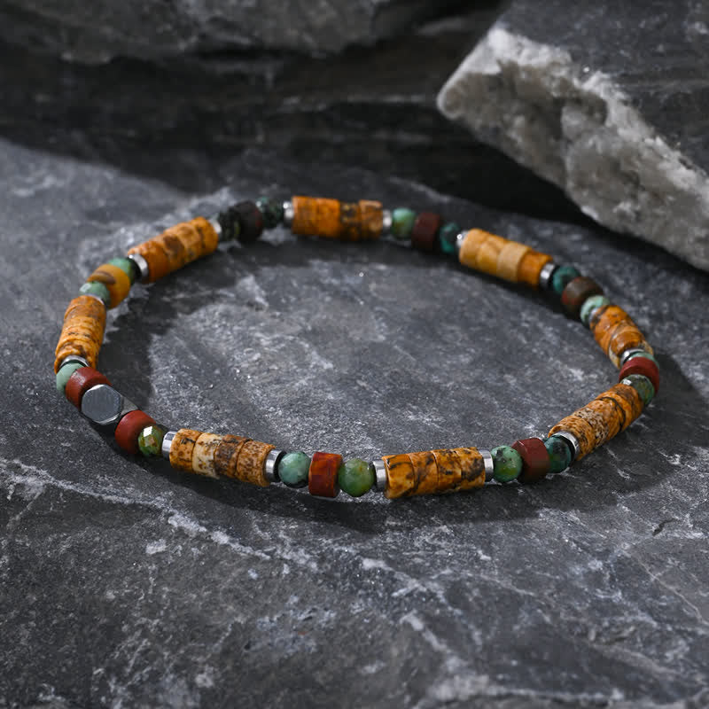 Bracelet en perles de jaspe turquoise africaine Olivenorma