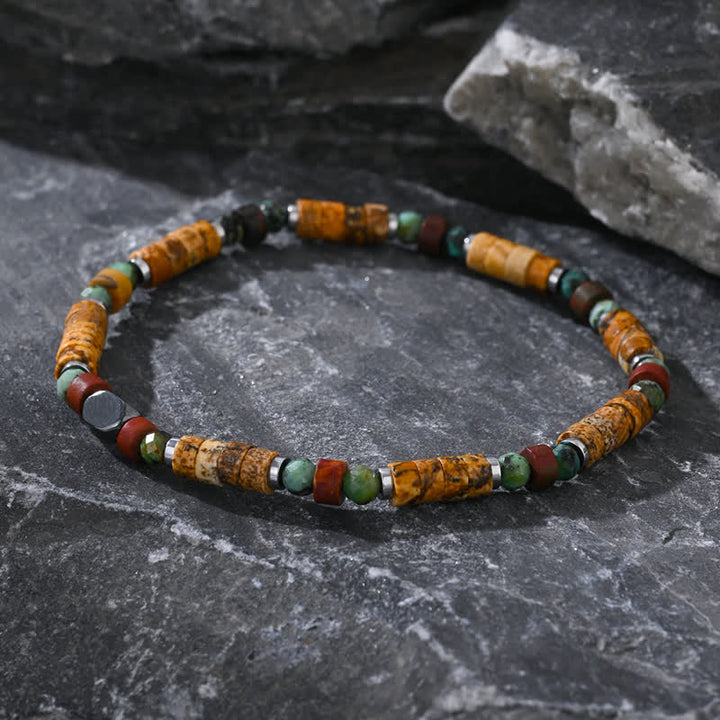 Bracelet en perles de jaspe turquoise africaine Olivenorma